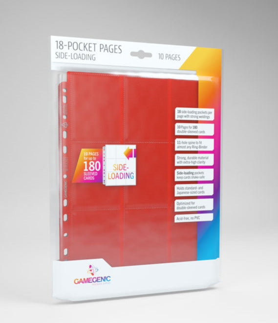 Gamegenic 18-pocket pages, 10 (Red) | D20 Games