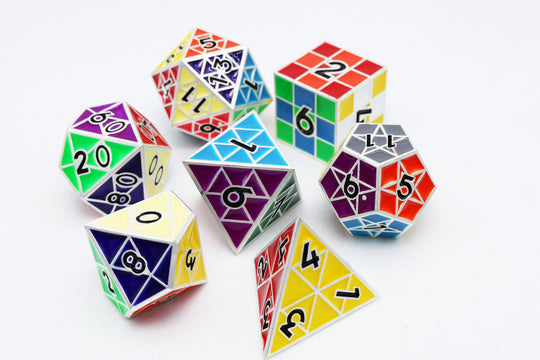 Puzzle Cube: Silver - Metal 8 Piece Dice Set | D20 Games
