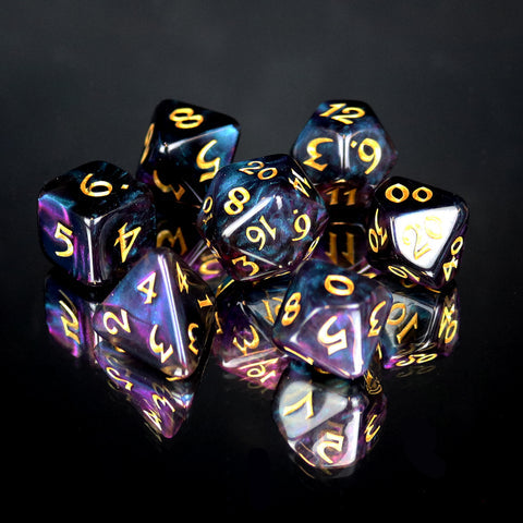 7 Piece Dice Set - Elessia Moonstone Deepwalker with Gold | D20 Games