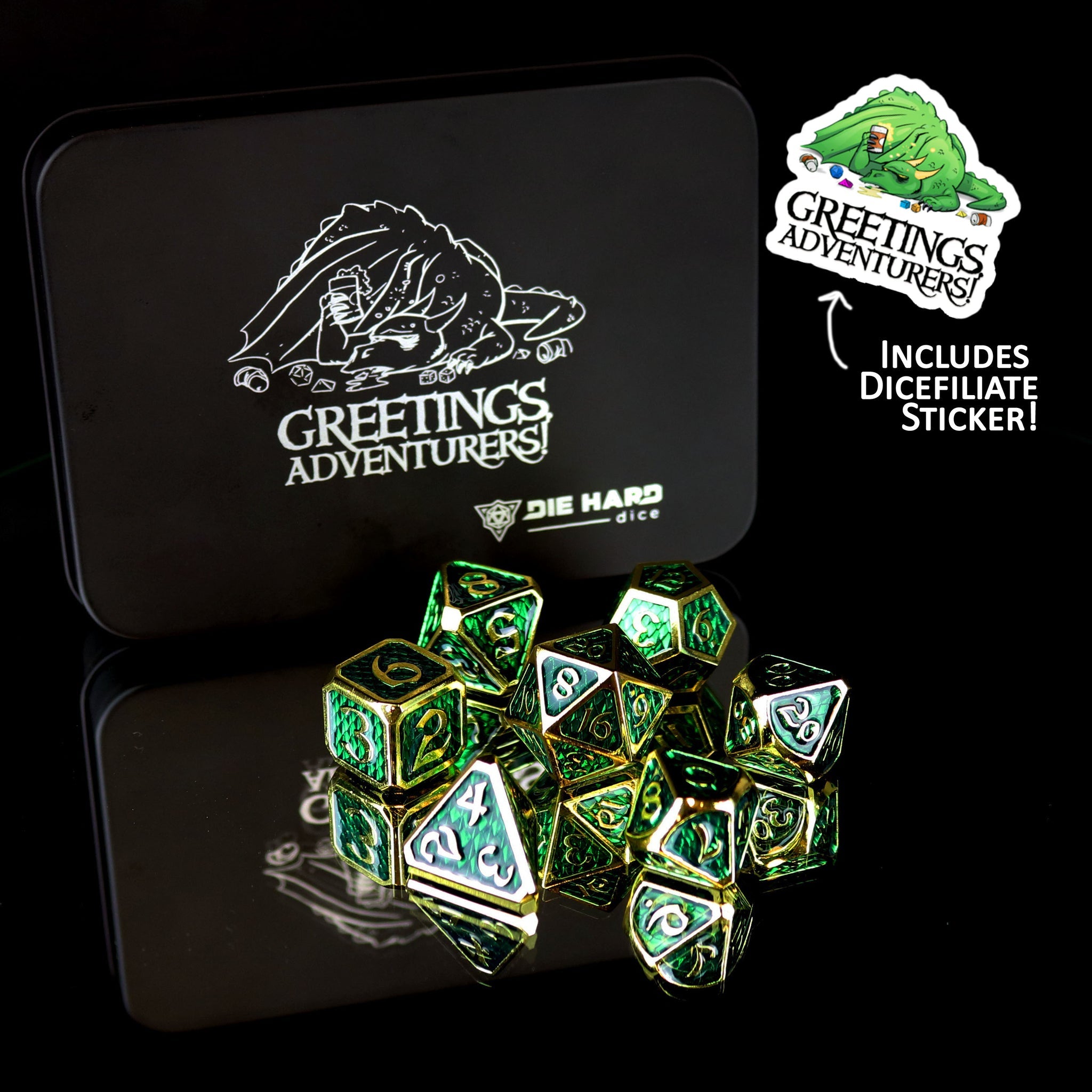 Drakona Arita for Greetings Adventurers Metal RPG Dice Set | D20 Games