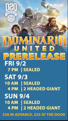Dominaria United Pre and Release starting Labor Day weekend.