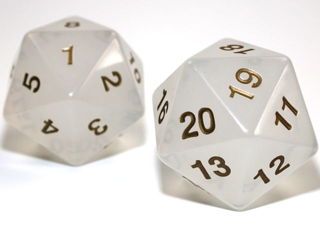 Chessex - 55mm Jumbo D20 Translucent Pearl + Gold