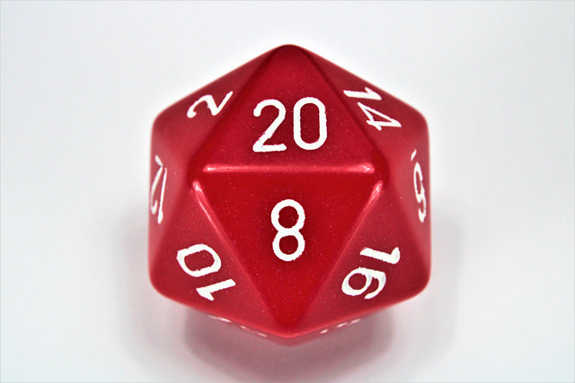 Chessex - Opaque Jumbo Red White D20 Dice | D20 Games