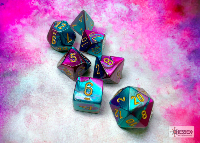 Gemini 5: Poly Purple Teal/Gold (7) | D20 Games