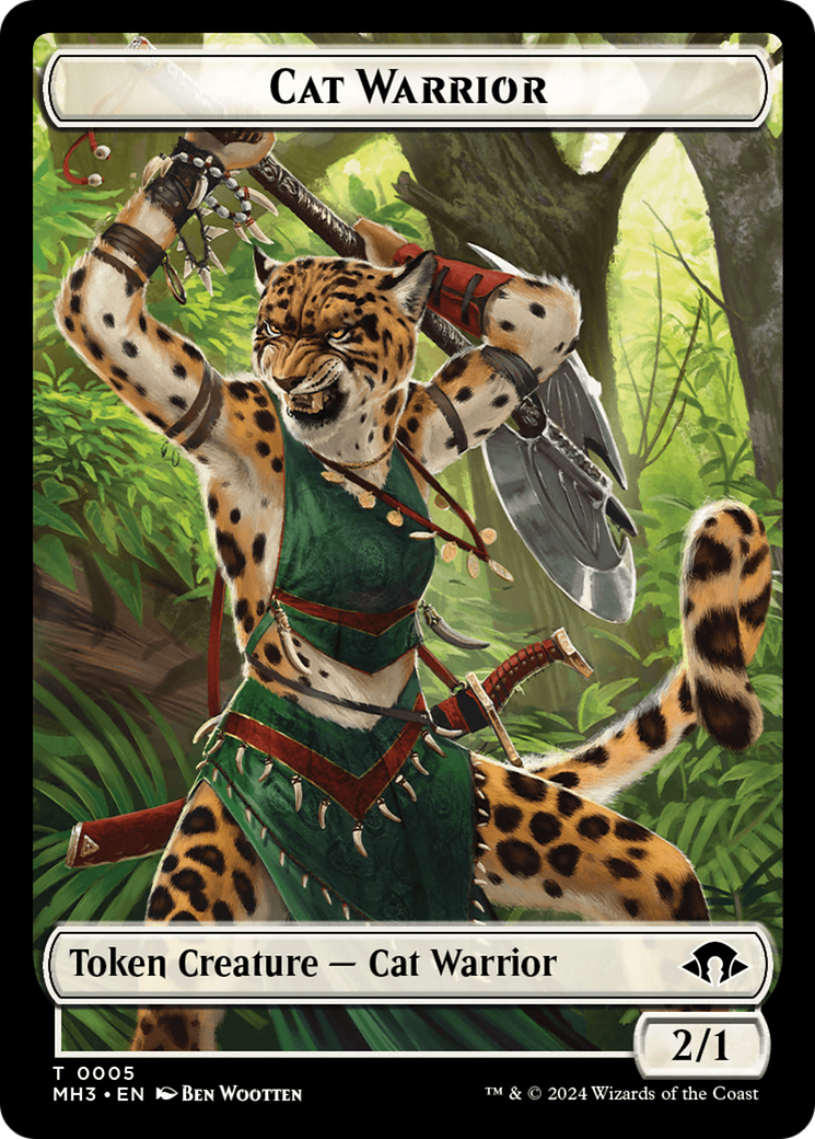 Cat Warrior // Energy Reserve Double-Sided Token [Modern Horizons 3 Tokens] | D20 Games