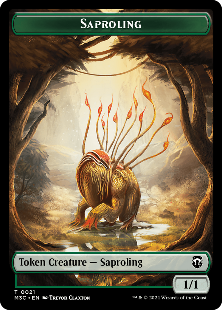 Tarmogoyf (Ripple Foil) // Saproling Double-Sided Token [Modern Horizons 3 Commander Tokens] | D20 Games