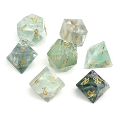 Green Fluorite - 7 Piece RPG Set Gemstone Dice | D20 Games