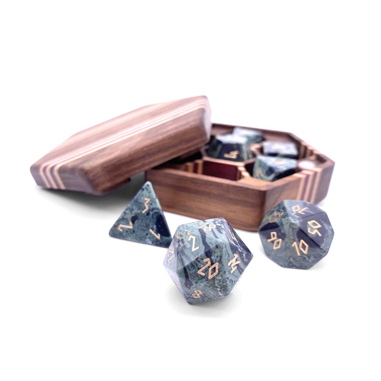 Crocodile Jasper - 7 Piece RPG Set Gemstone Dice | D20 Games