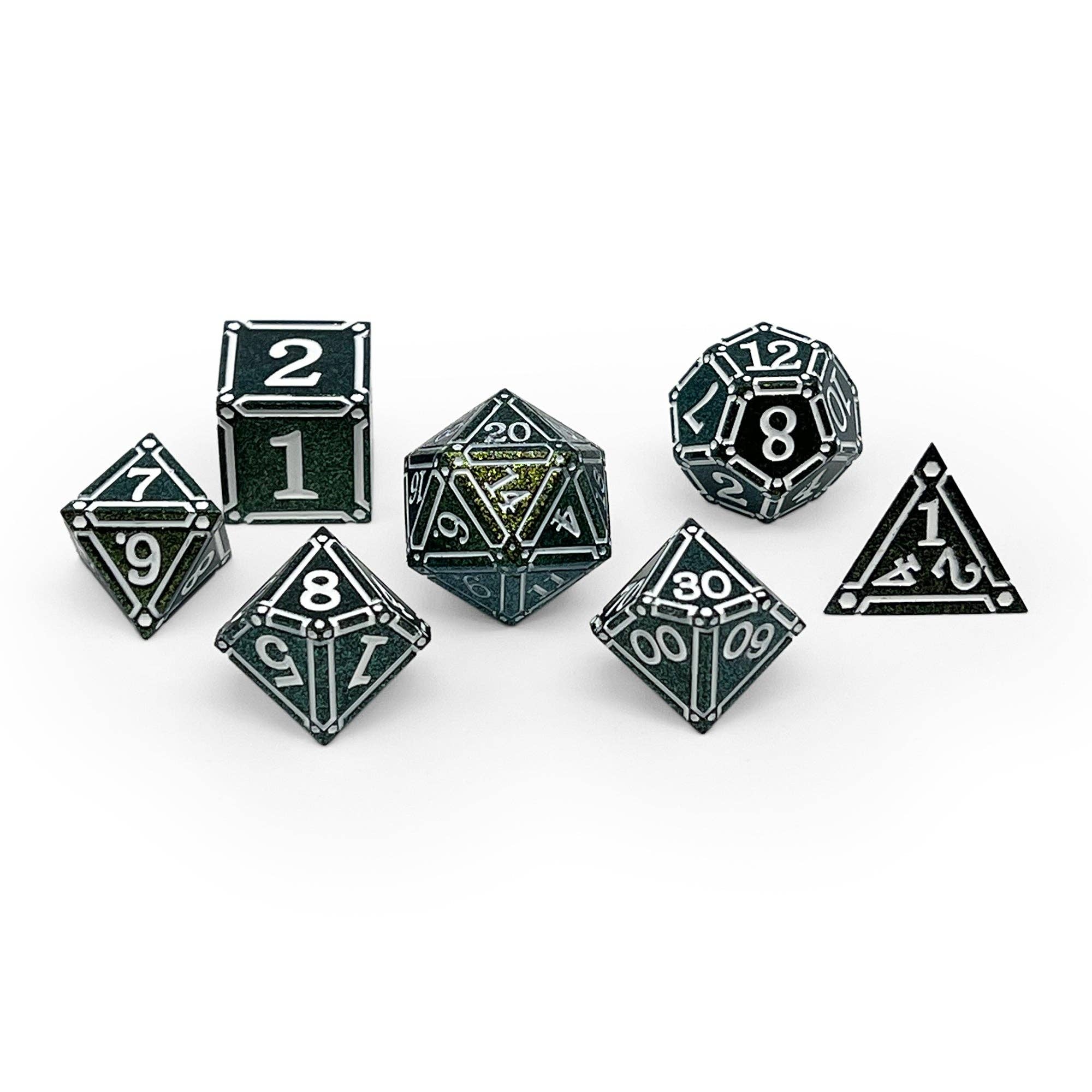 Ironworks - Necromancer Spellbook 7 Piece RPG set Alloy Metal Dice | D20 Games
