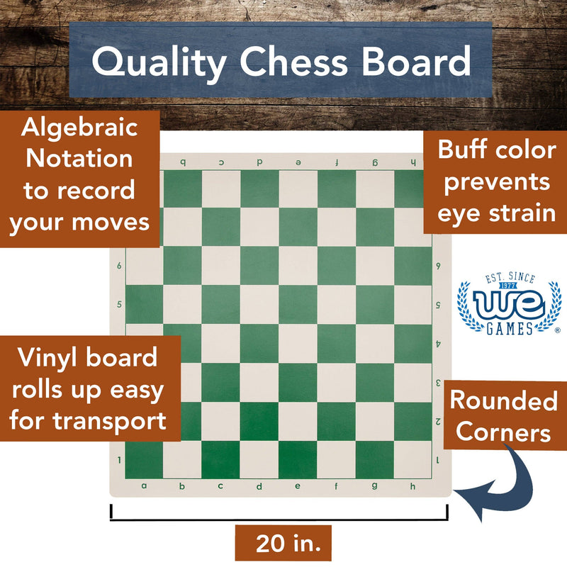WE Games Best Value Tournament Chess Set - 20 inch: Green