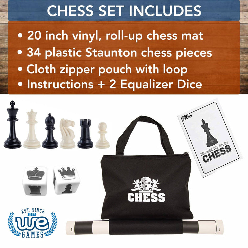 WE Games Best Value Tournament Chess Set - 20 inch: Black