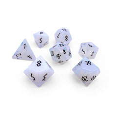 Opalite - Black Font 7 Piece RPG Set Gemstone Dice | D20 Games
