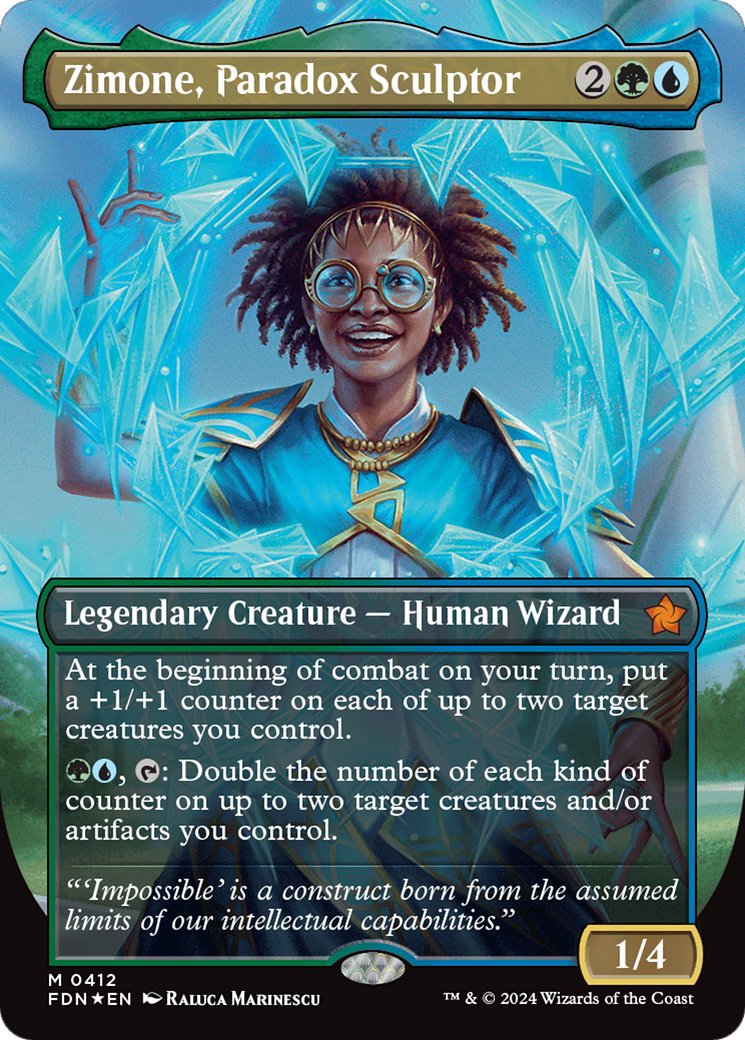 Zimone, Paradox Sculptor (Borderless) (Mana Foil) [Foundations] | D20 Games