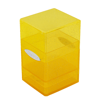 Yellow Glitter Satin Tower Deck Box | D20 Games