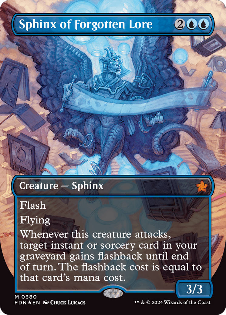 Sphinx of Forgotten Lore (Borderless) (Mana Foil) [Foundations] | D20 Games