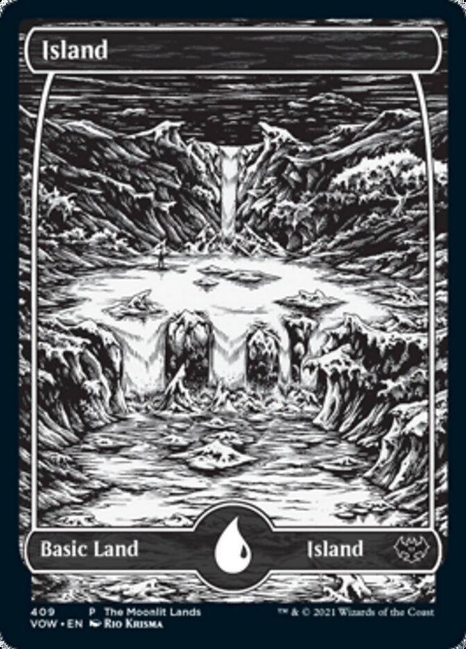 Island (The Moonlit Lands) (Foil Etched) [Innistrad: Crimson Vow Promos] | D20 Games