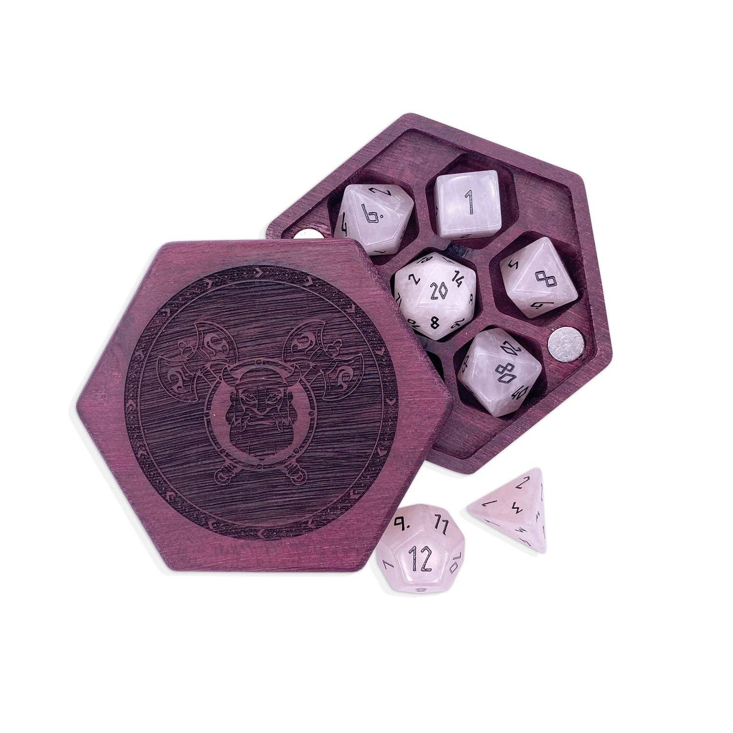 Rose Quartz - 7 Piece RPG Set Gemstone Dice | D20 Games