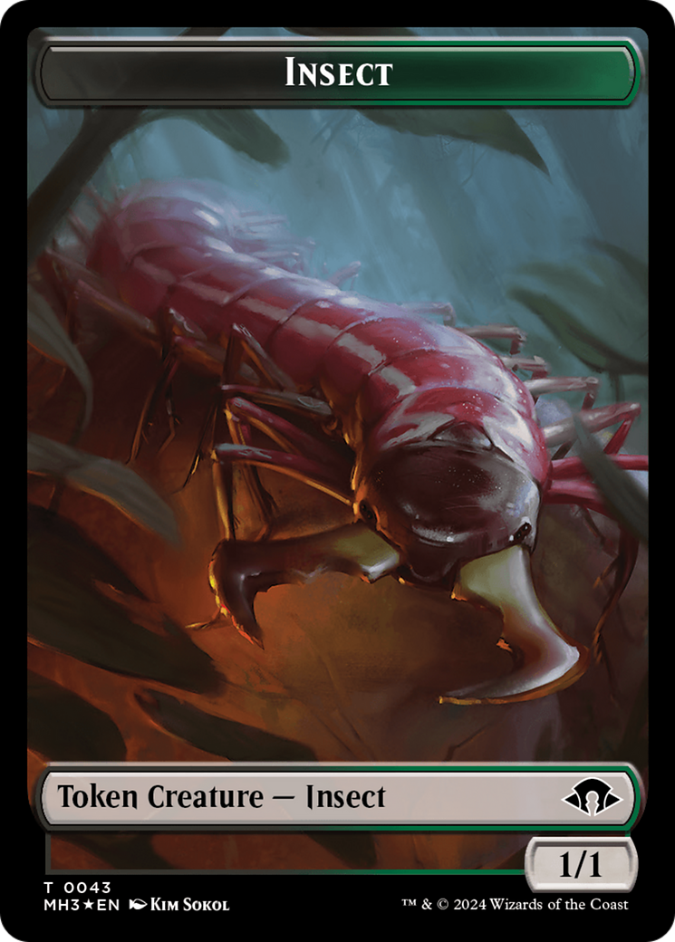 Insect (0043) (Ripple Foil) // Zombie Double-Sided Token [Modern Horizons 3 Tokens] | D20 Games