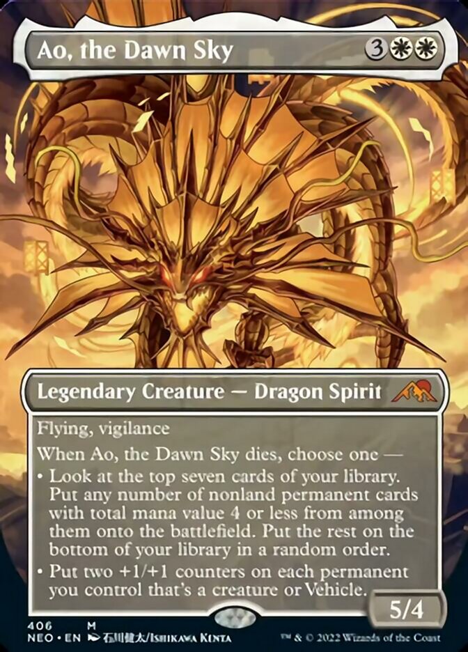 Ao, the Dawn Sky (Borderless Alternate Art) [Kamigawa: Neon Dynasty] | D20 Games