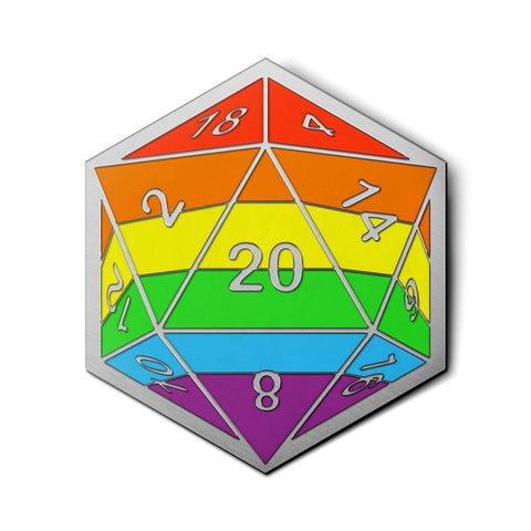 Pride Flag Pins: Rainbow D20