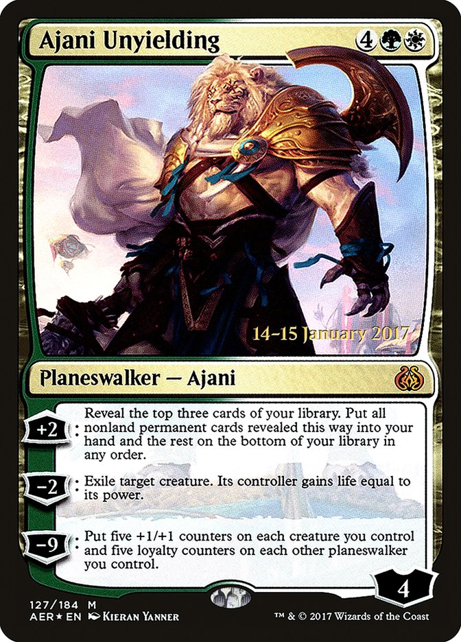 Ajani Unyielding [Aether Revolt Prerelease Promos] | D20 Games