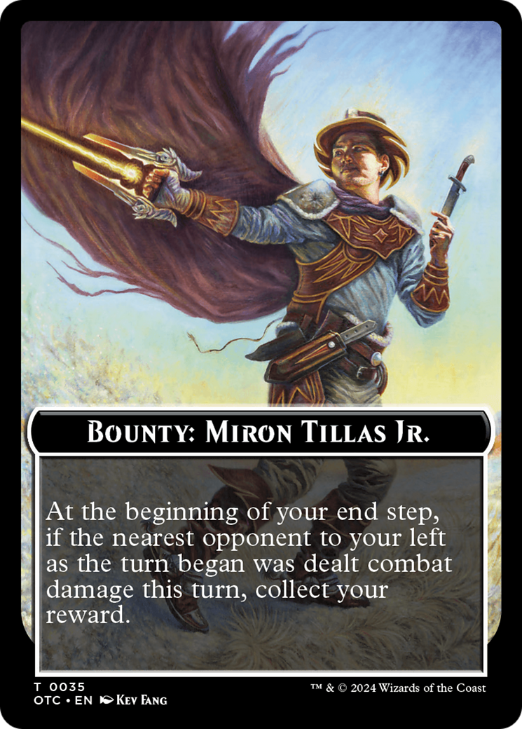 Bounty: Miron Tillas Jr. // Bounty Rules Double-Sided Token [Outlaws of Thunder Junction Commander Tokens] | D20 Games