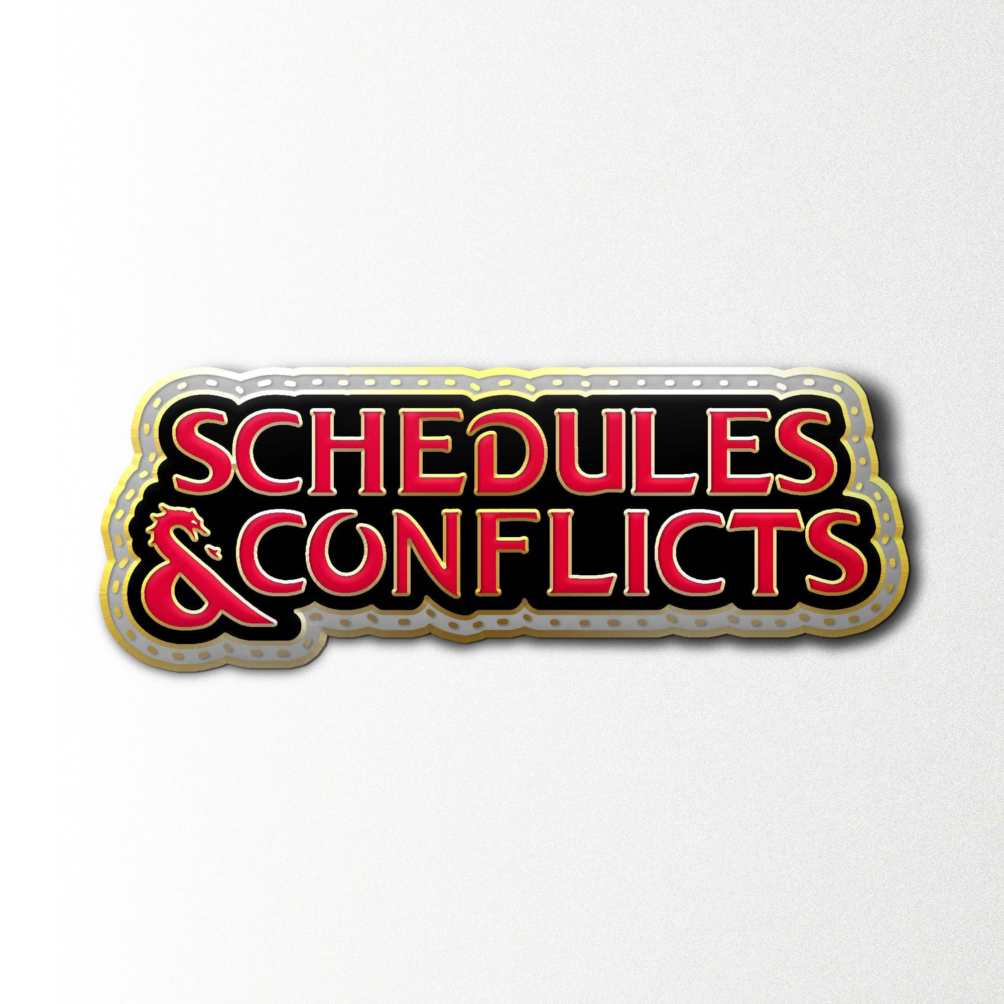 Scheduled & Conflicts - Enamel Pin | D20 Games