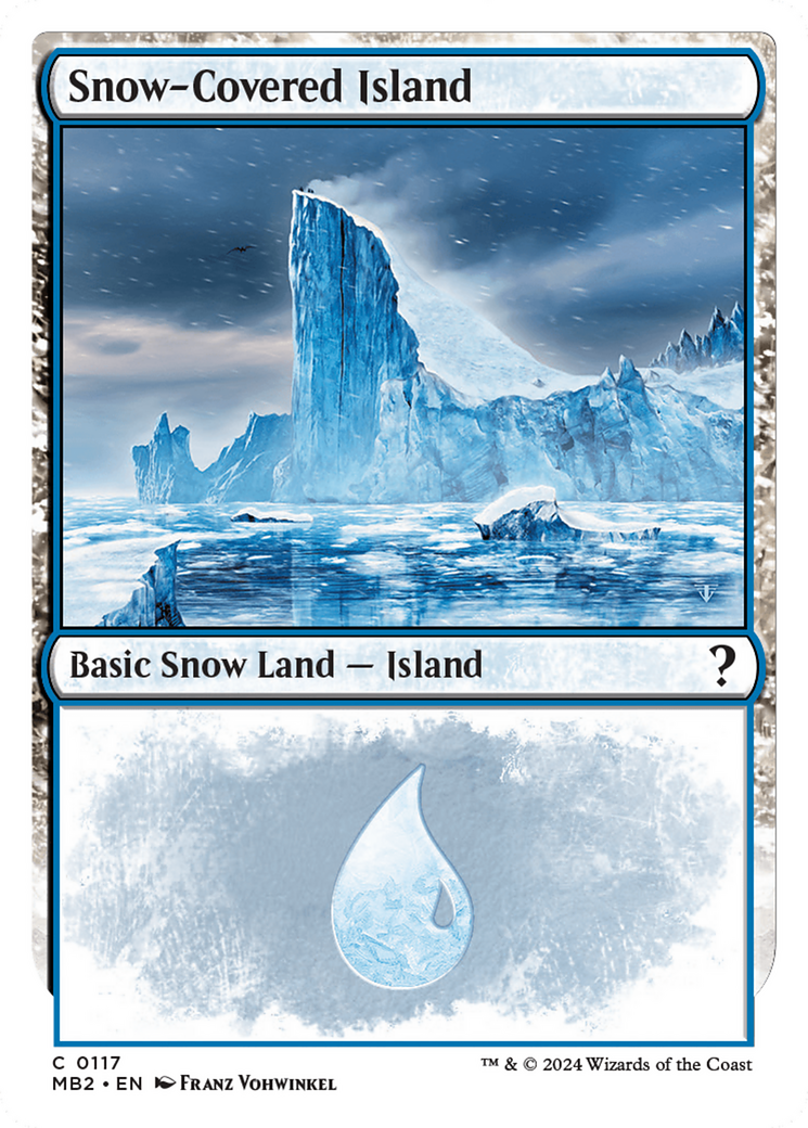 Snow-Covered Island (White Border) [Mystery Booster 2] | D20 Games