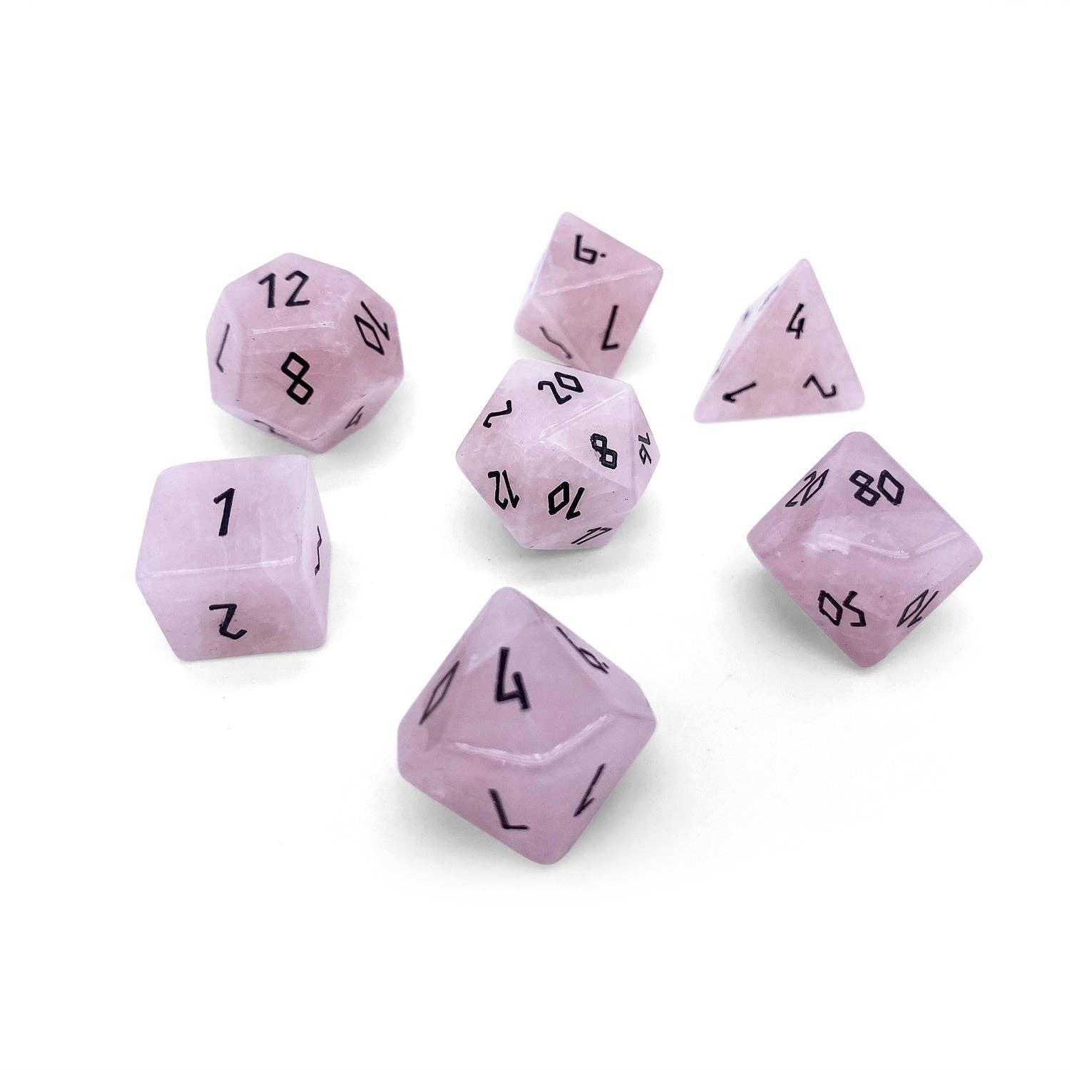 Rose Quartz - 7 Piece RPG Set Gemstone Dice | D20 Games