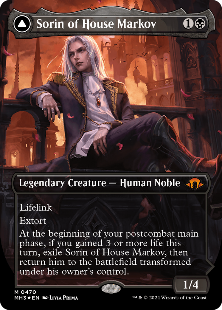 Sorin of House Markov // Sorin, Ravenous Neonate (Borderless) (Textured Foil) [Modern Horizons 3] | D20 Games