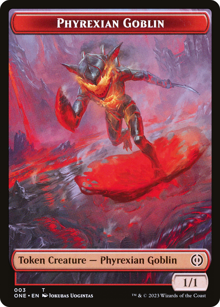 Phyrexian Goblin // The Hollow Sentinel Double-Sided Token [Phyrexia: All Will Be One Tokens] | D20 Games
