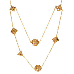 Dragon's Eye 7-die Necklace - Gold with Ruby Red Gems | D20 Games