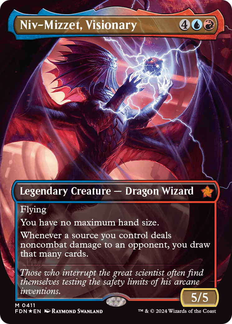 Niv-Mizzet, Visionary (Borderless) (Mana Foil) [Foundations] | D20 Games