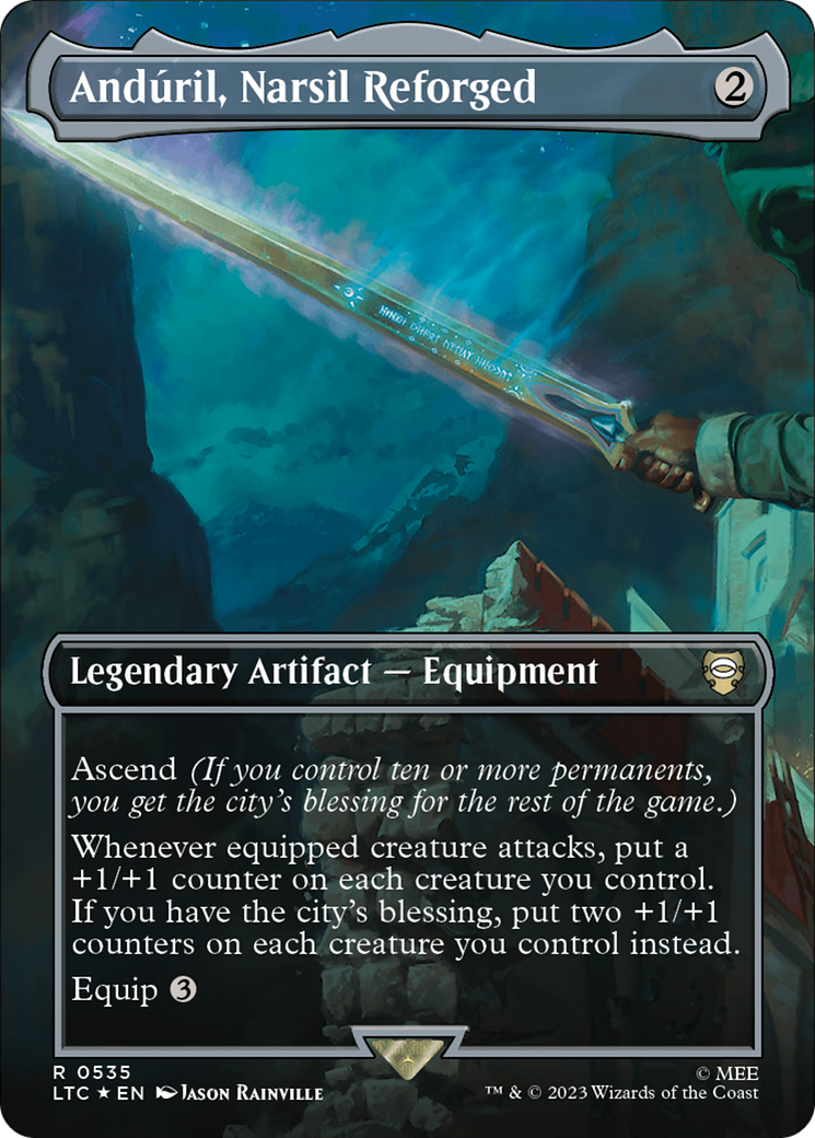 Anduril, Narsil Reforged (Borderless) (Surge Foil) [The Lord of the Rings: Tales of Middle-Earth Commander] | D20 Games