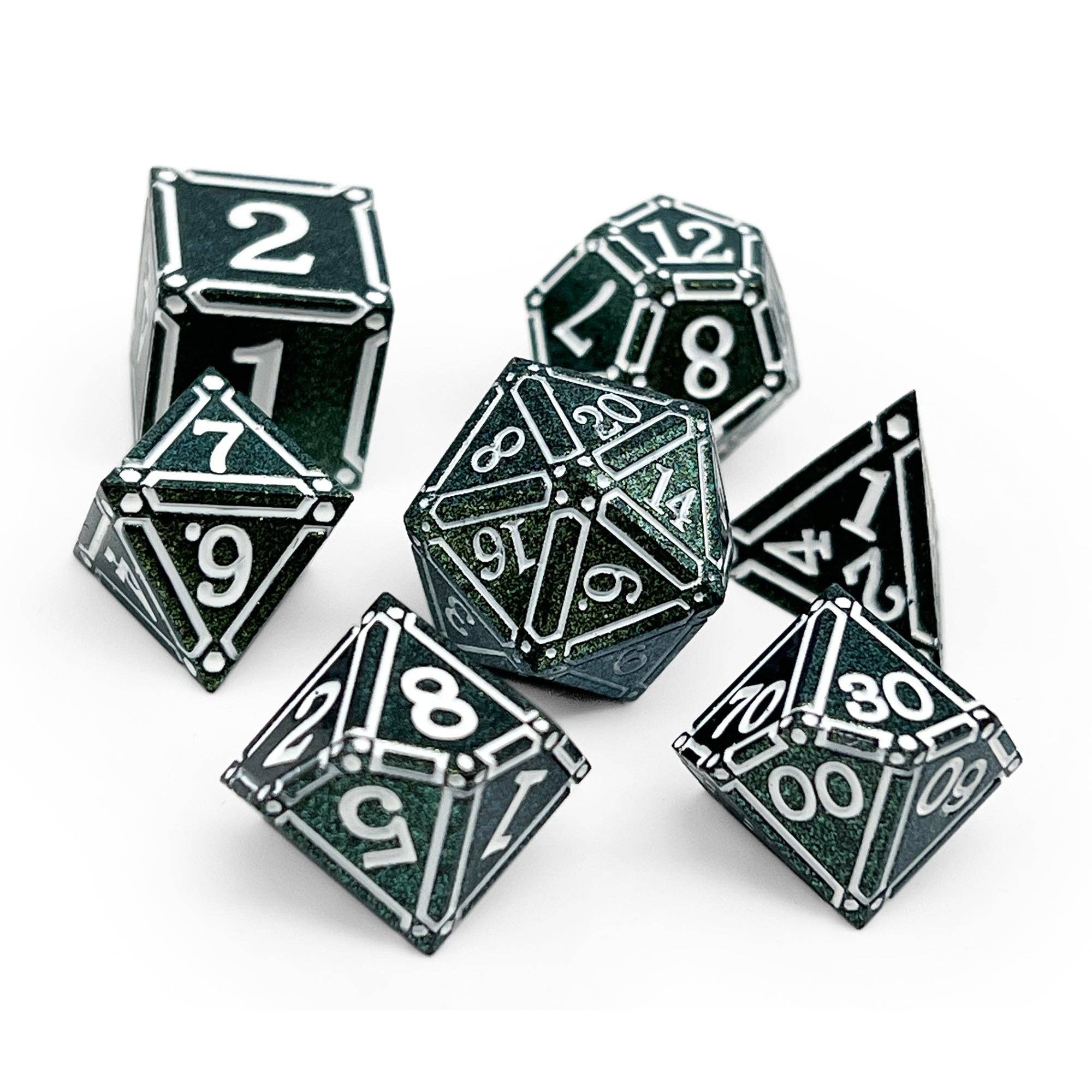 Ironworks - Necromancer Spellbook 7 Piece RPG set Alloy Metal Dice | D20 Games