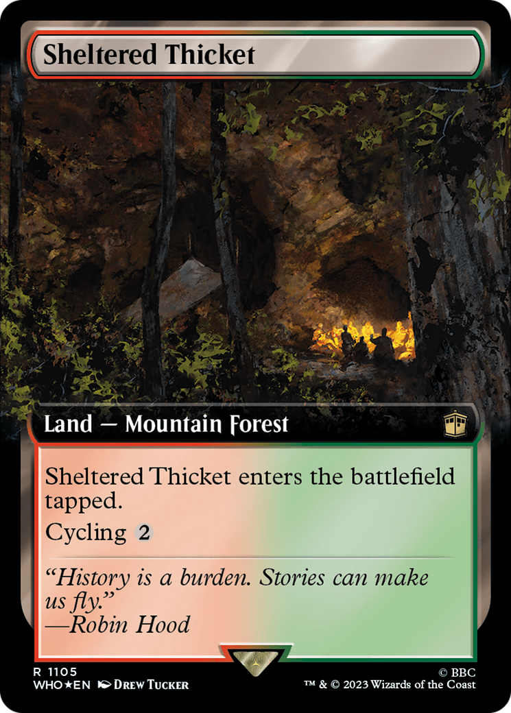Sheltered Thicket (Extended Art) (Surge Foil) [Doctor Who] | D20 Games