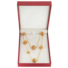 Dragon's Eye 7-die Necklace - Gold with Ruby Red Gems | D20 Games