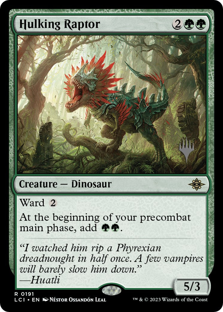 Hulking Raptor (Promo Pack) [The Lost Caverns of Ixalan Promos] | D20 Games