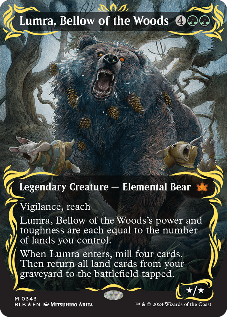 Lumra, Bellow of the Woods (Borderless) (Raised Foil) [Bloomburrow] | D20 Games