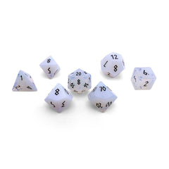 Opalite - Black Font 7 Piece RPG Set Gemstone Dice | D20 Games