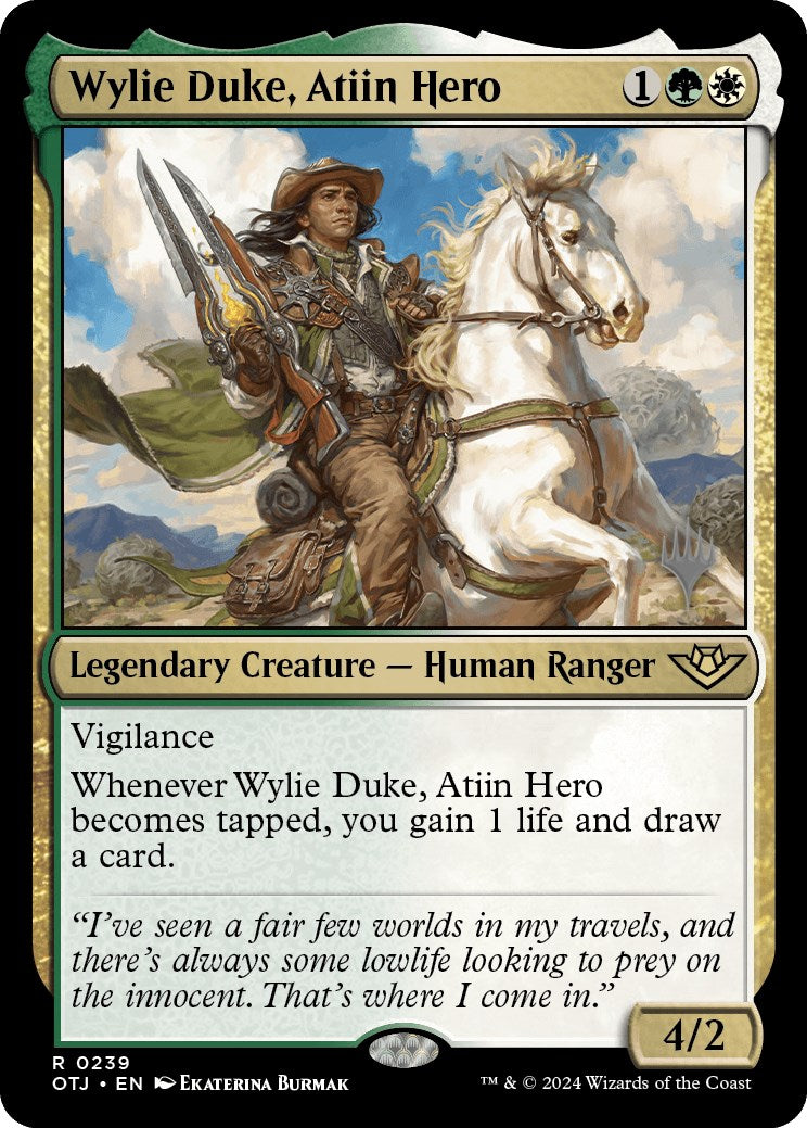 Wylie Duke, Atiin Hero (Promo Pack) [Outlaws of Thunder Junction Promos] | D20 Games