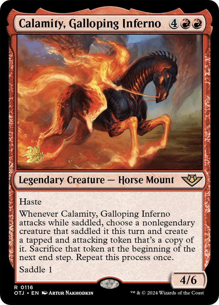 Calamity, Galloping Inferno [Outlaws of Thunder Junction Prerelease Promos] | D20 Games