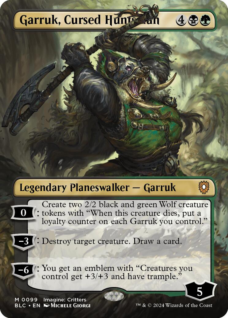 Garruk, Cursed Huntsman (Borderless) [Bloomburrow Commander] | D20 Games