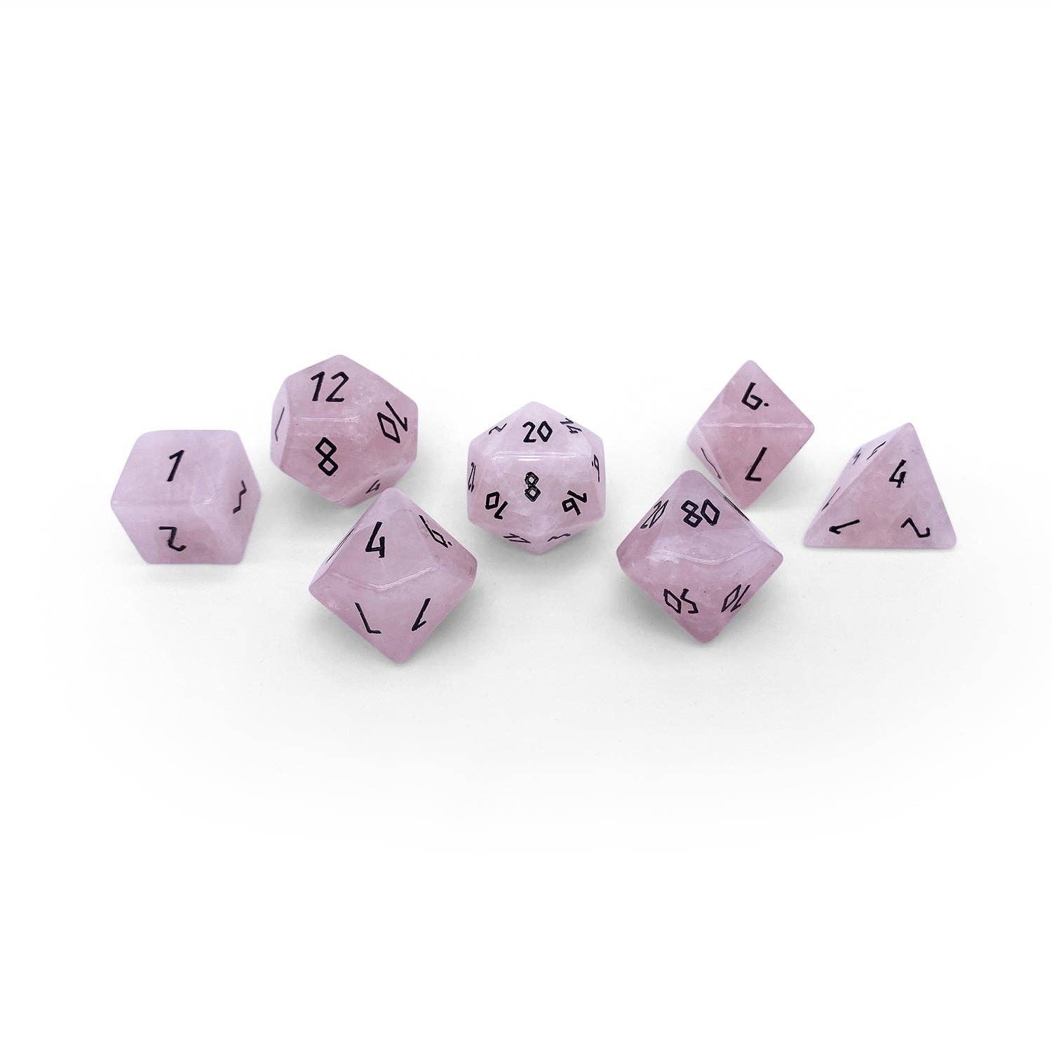Rose Quartz - 7 Piece RPG Set Gemstone Dice | D20 Games