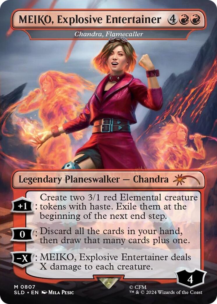 MEIKO, Explosive Entertainer - Chandra, Flamecaller (Rainbow Foil) [Secret Lair Drop Series] | D20 Games