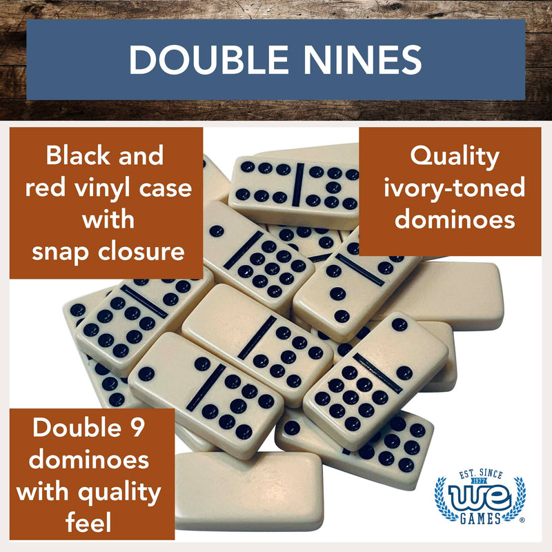 Double Nine Dominoes - Ivory Color Tiles, Club Size