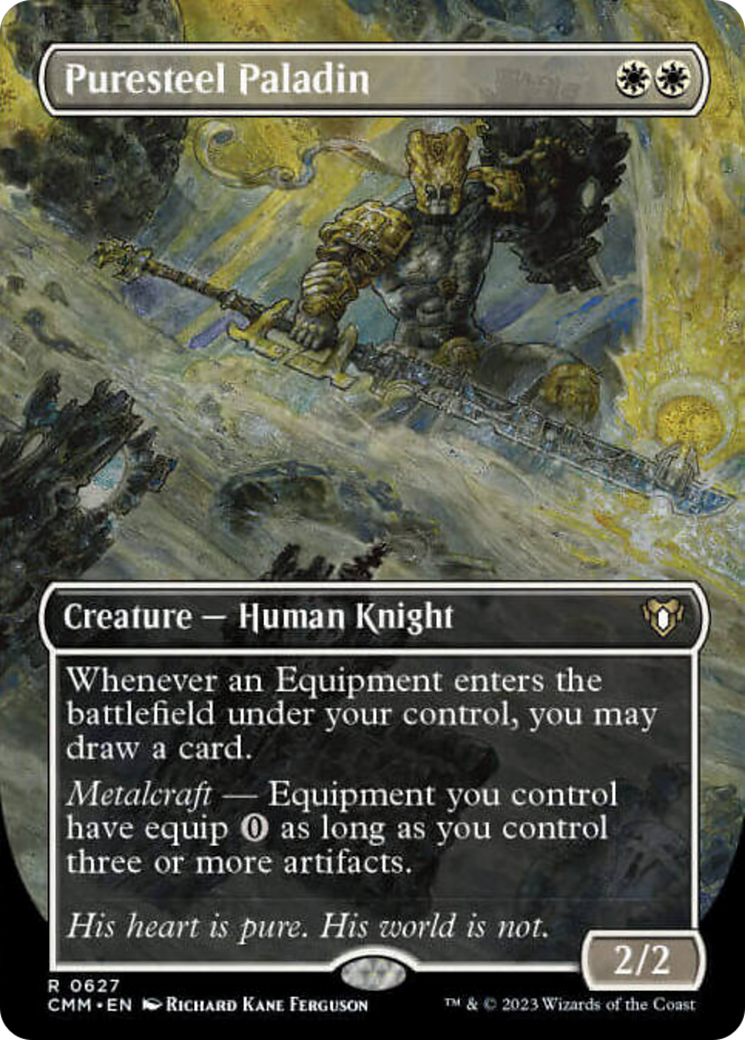 Puresteel Paladin (Borderless Alternate Art) [Commander Masters] | D20 Games