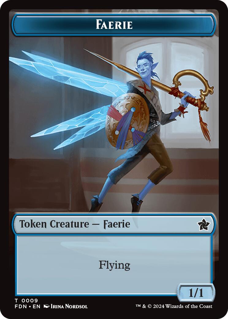 Faerie // Fish Doubled-Sided Token [Foundations Tokens] | D20 Games