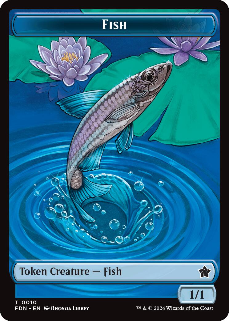 Faerie // Fish Doubled-Sided Token [Foundations Tokens] | D20 Games