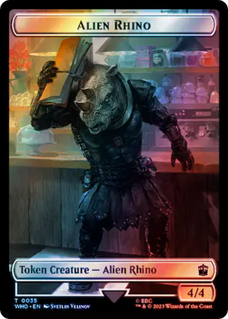 Alien Rhino // Mutant Double-Sided Token (Surge Foil) [Doctor Who Tokens] | D20 Games